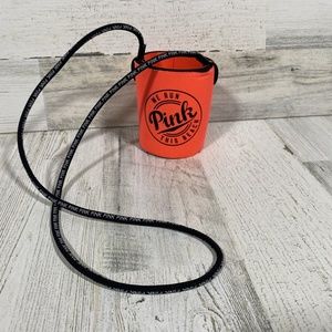 Victoria Secret Hot Pink Can Coozie Necklace Drink Holder We Run This Beach EUC